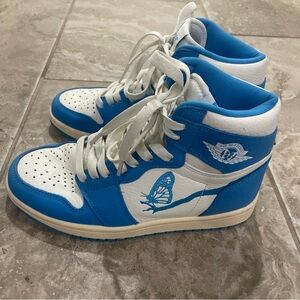 AMAC Custom Jordan‎ 1 Butterfly Hightops Blue shoes Size 6